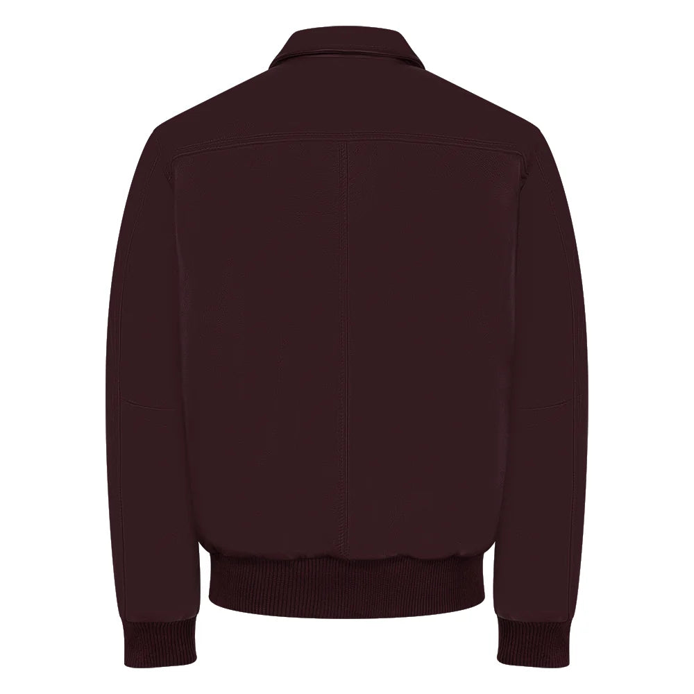 Jakewood 2066 Burgundy Genuine Lambskin Napa Leather Bomber Jacket