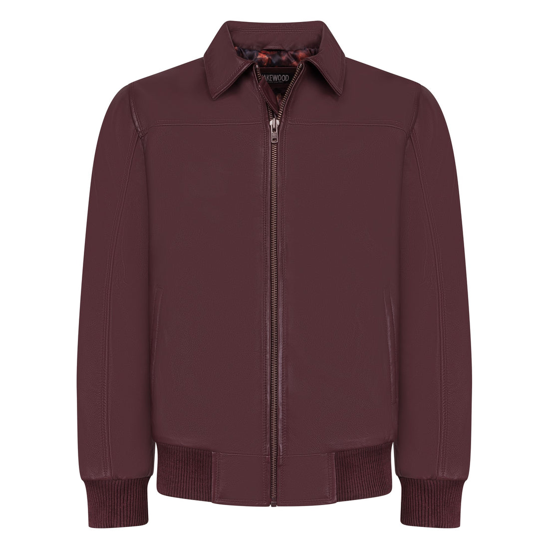 Jakewood 3445 Burgundy Genuine Lambskin Leather Bomber Jacket