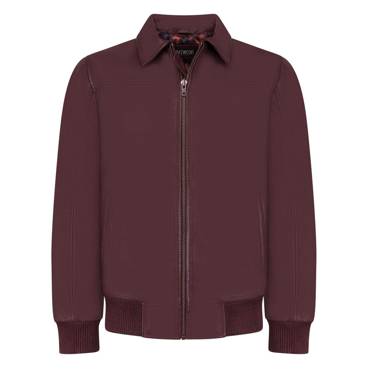 Jakewood 3445 Burgundy Genuine Lambskin Leather Bomber Jacket