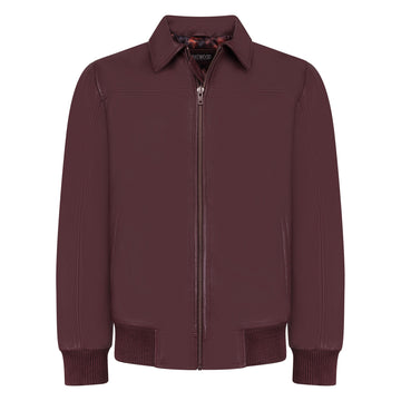 Jakewood 3445 Burgundy Genuine Lambskin Leather Bomber Jacket
