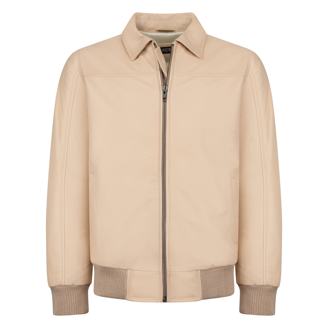 Jakewood 3445 Cream Genuine Lambskin Leather Bomber Jacket