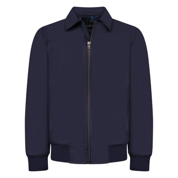 Jakewood 3445 Navy Blue Genuine Lambskin Leather Bomber Jacket