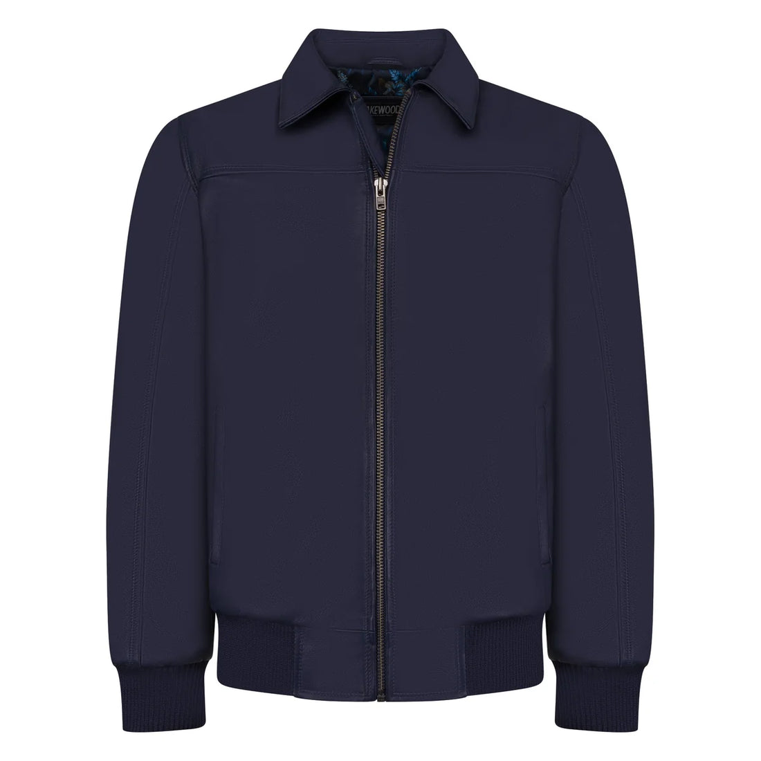 Jakewood 2066 Navy Blue Genuine Lambskin Napa Leather Bomber Jacket