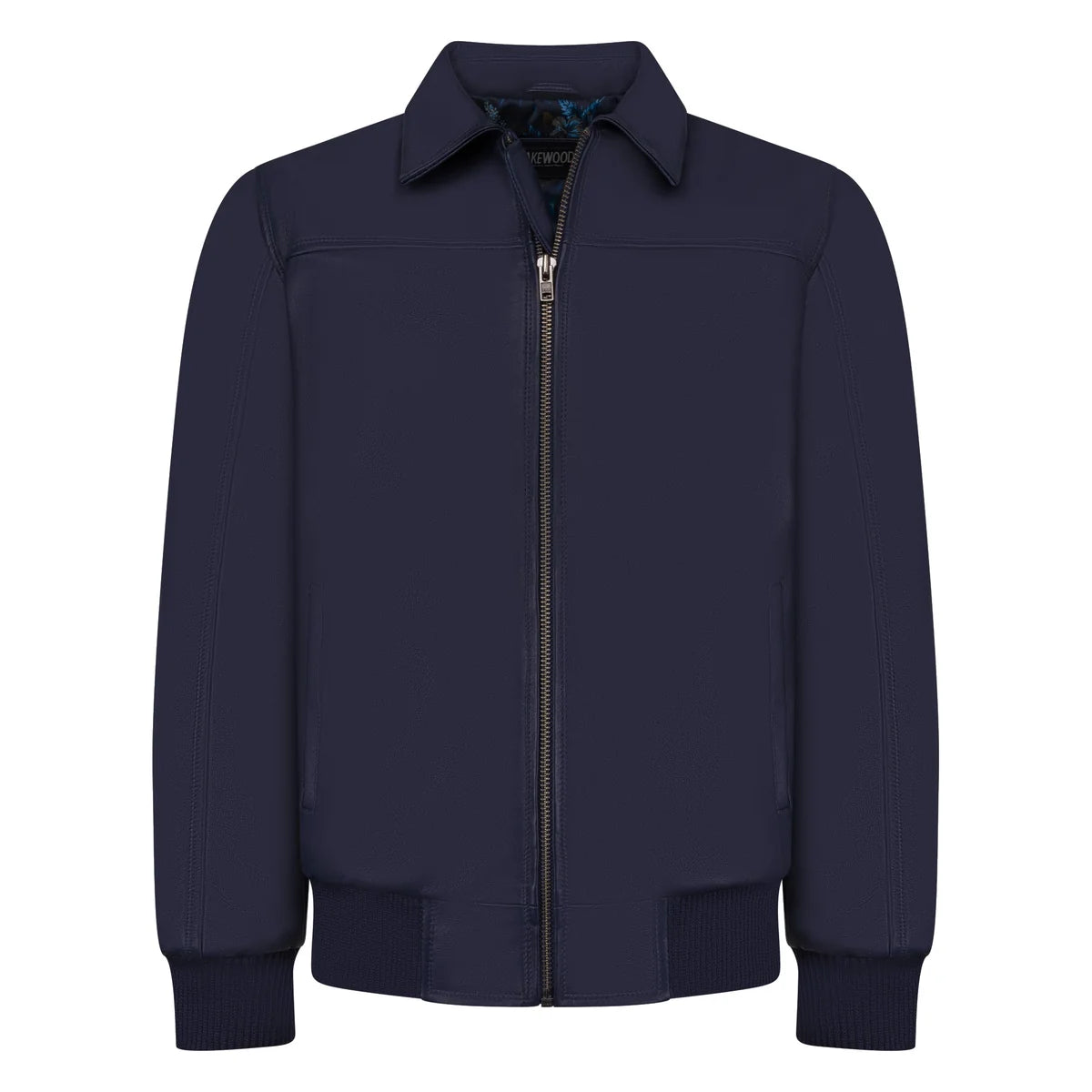 Jakewood 2066 Navy Blue Genuine Lambskin Napa Leather Bomber Jacket