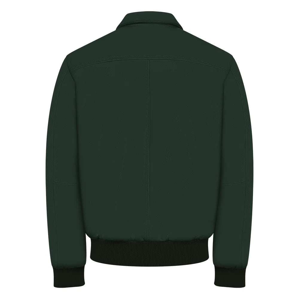 Jakewood 2066 Emerald Green Genuine Lambskin Napa Leather Bomber Jacket