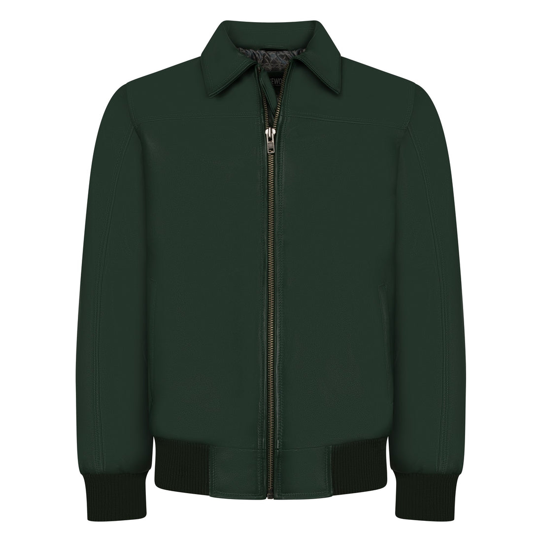 Jakewood 3445 Emerald Green Genuine Lambskin Leather Bomber Jacket