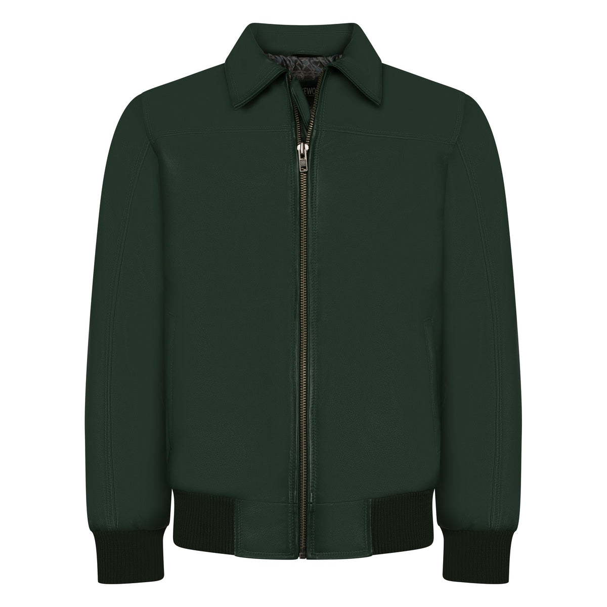 Jakewood 3445 Emerald Green Genuine Lambskin Leather Bomber Jacket