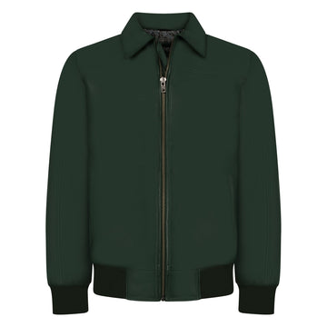 Jakewood 3445 Emerald Green Genuine Lambskin Leather Bomber Jacket
