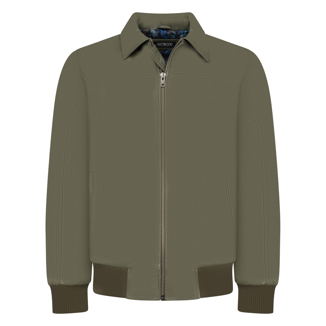 Jakewood 3445 Olive Genuine Lambskin Leather Bomber Jacket