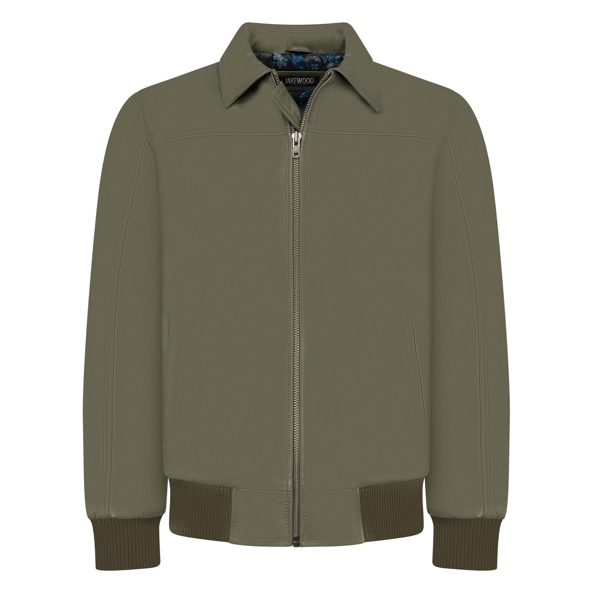 Jakewood 3445 Olive Genuine Lambskin Leather Bomber Jacket