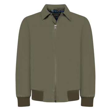 Jakewood 3445 Olive Genuine Lambskin Leather Bomber Jacket