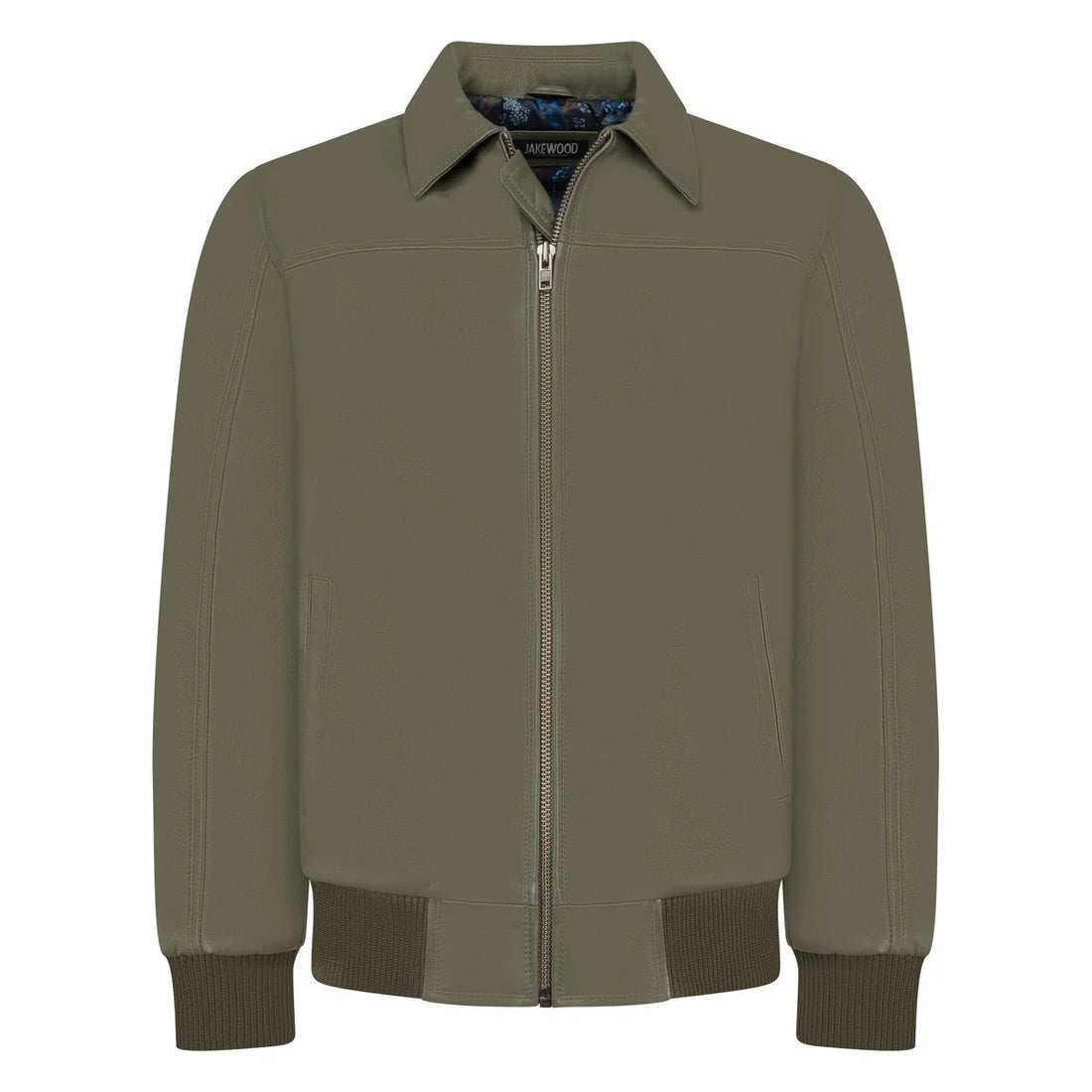 Jakewood 2066 Olive Green Genuine Lambskin Napa Leather Bomber Jacket