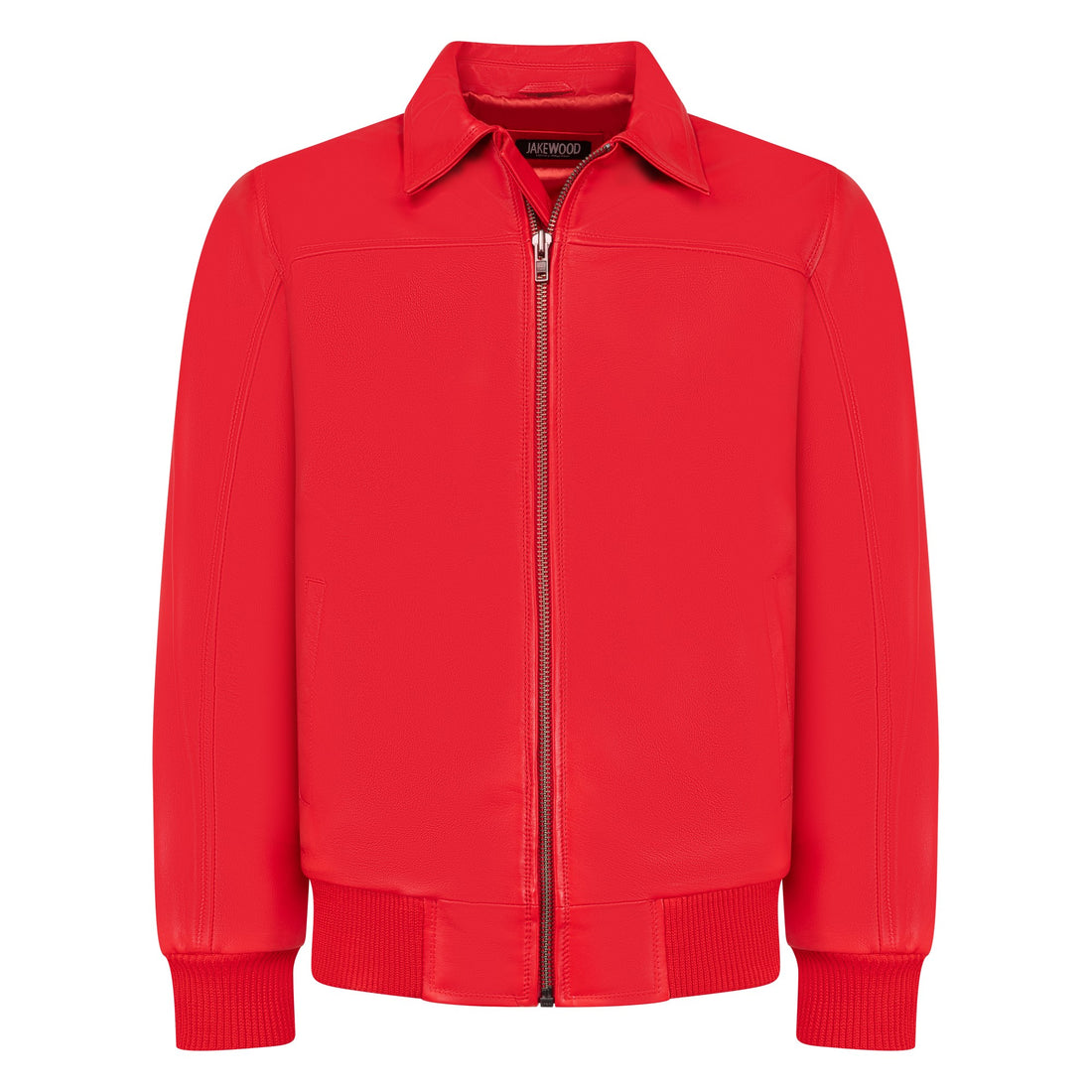 Jakewood 3445 Red Genuine Lambskin Leather Bomber Jacket