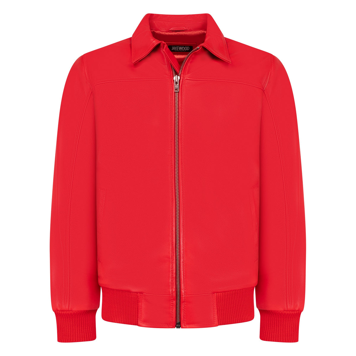 Jakewood 3445 Red Genuine Lambskin Leather Bomber Jacket