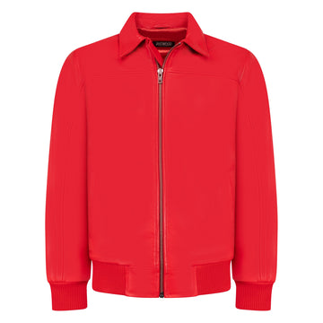 Jakewood 3445 Red Genuine Lambskin Leather Bomber Jacket