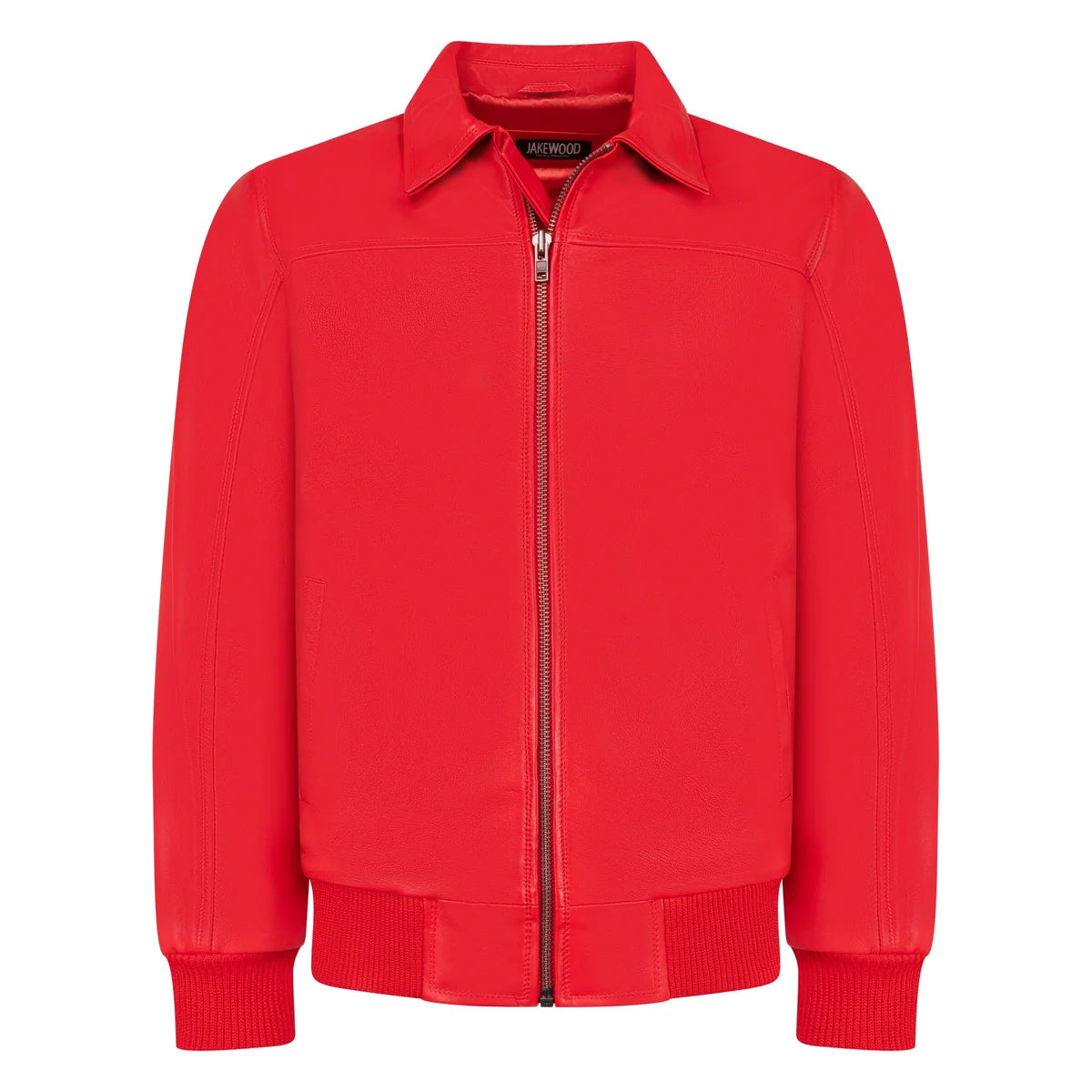Jakewood 2066 Red Genuine Lambskin Napa Leather Bomber Jacket