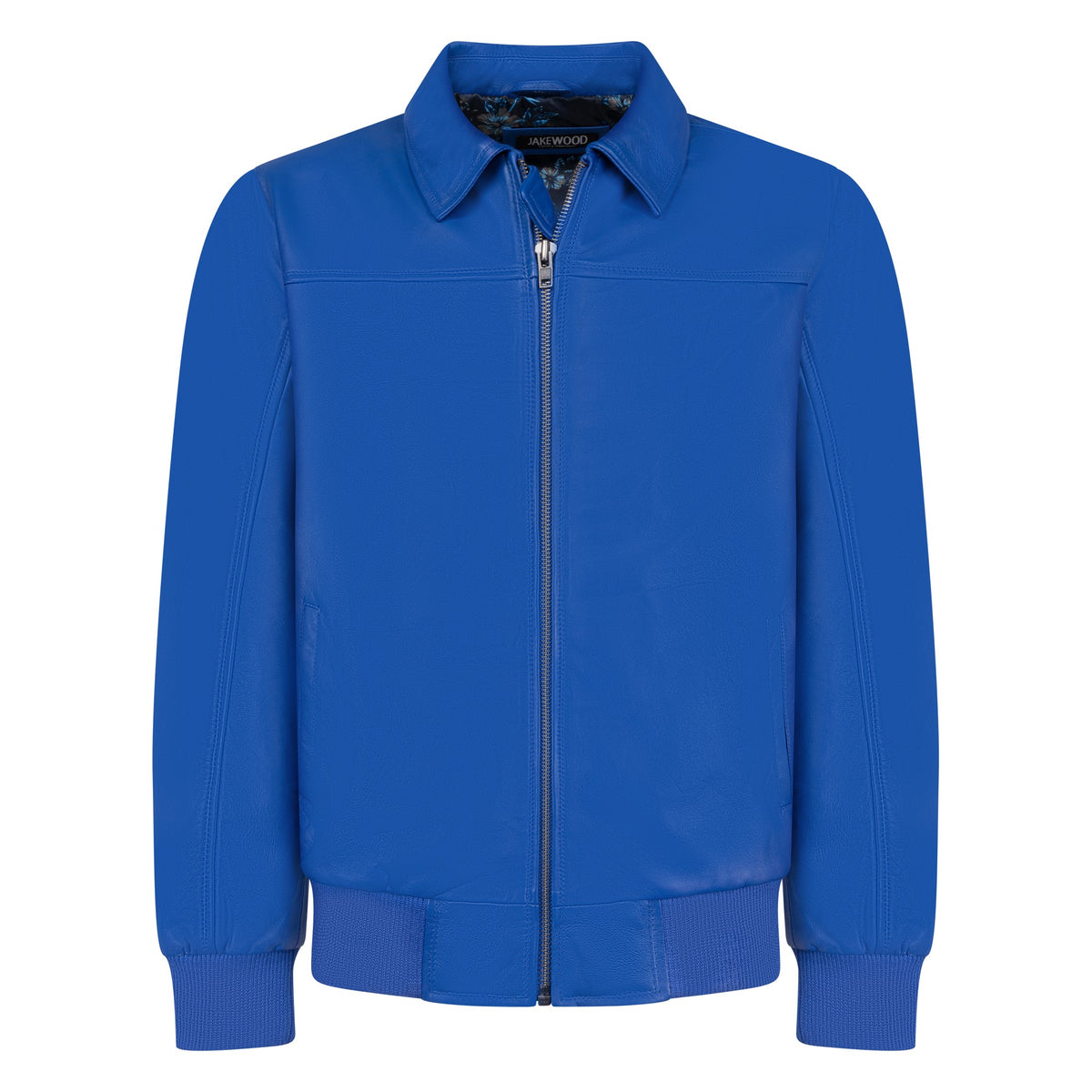 Jakewood 3445 Royal Blue Genuine Lambskin Leather Bomber Jacket