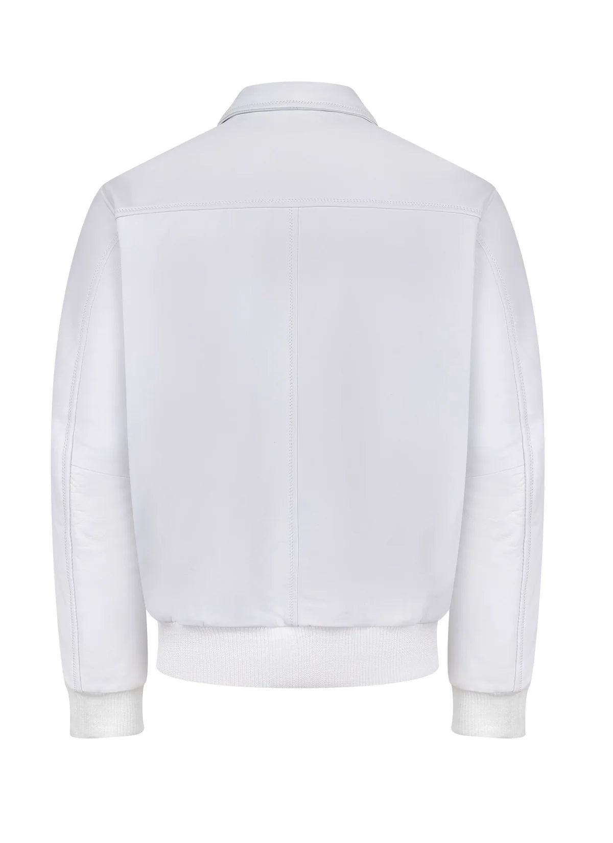 Jakewood 2066 White Genuine Lambskin Napa Leather Bomber Jacket