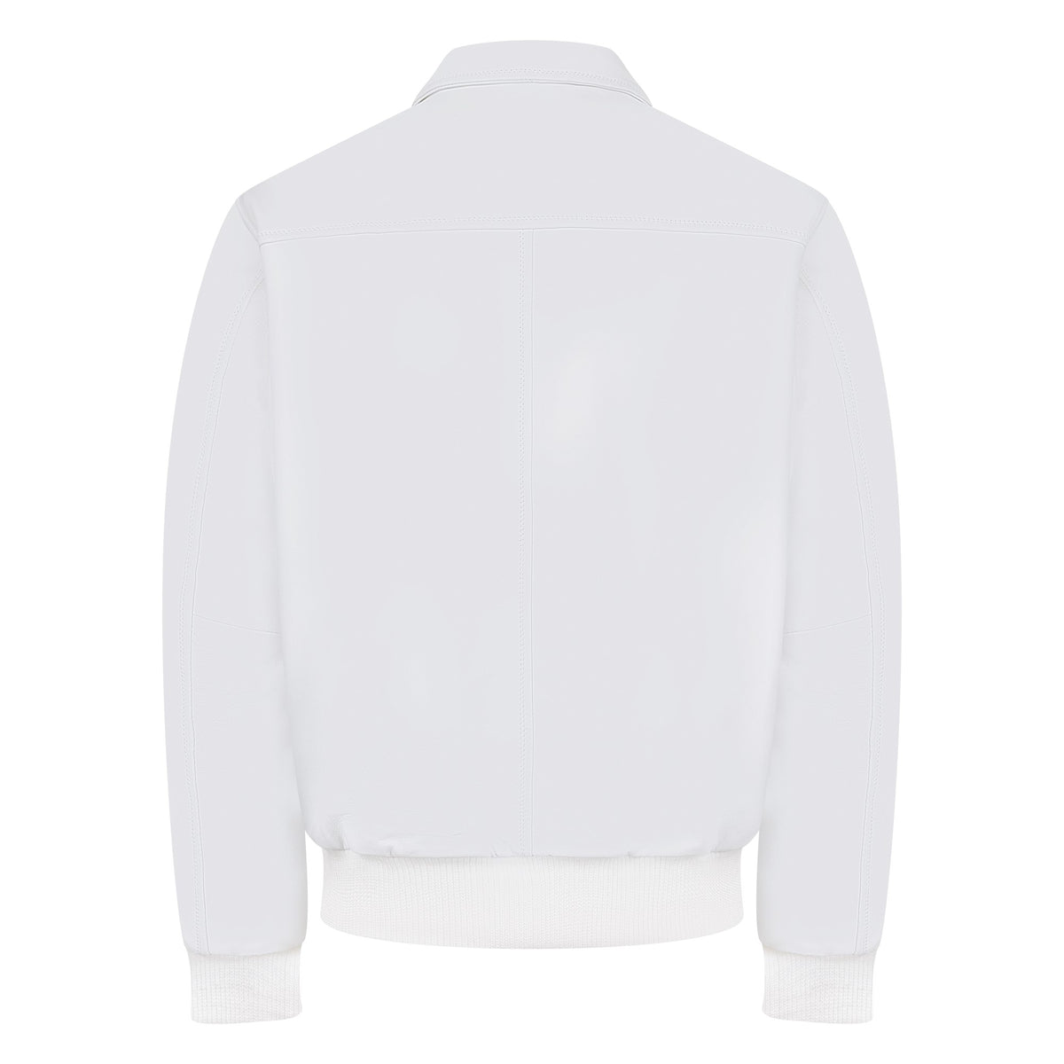 Jakewood 3445 White Genuine Lambskin Leather Bomber Jacket