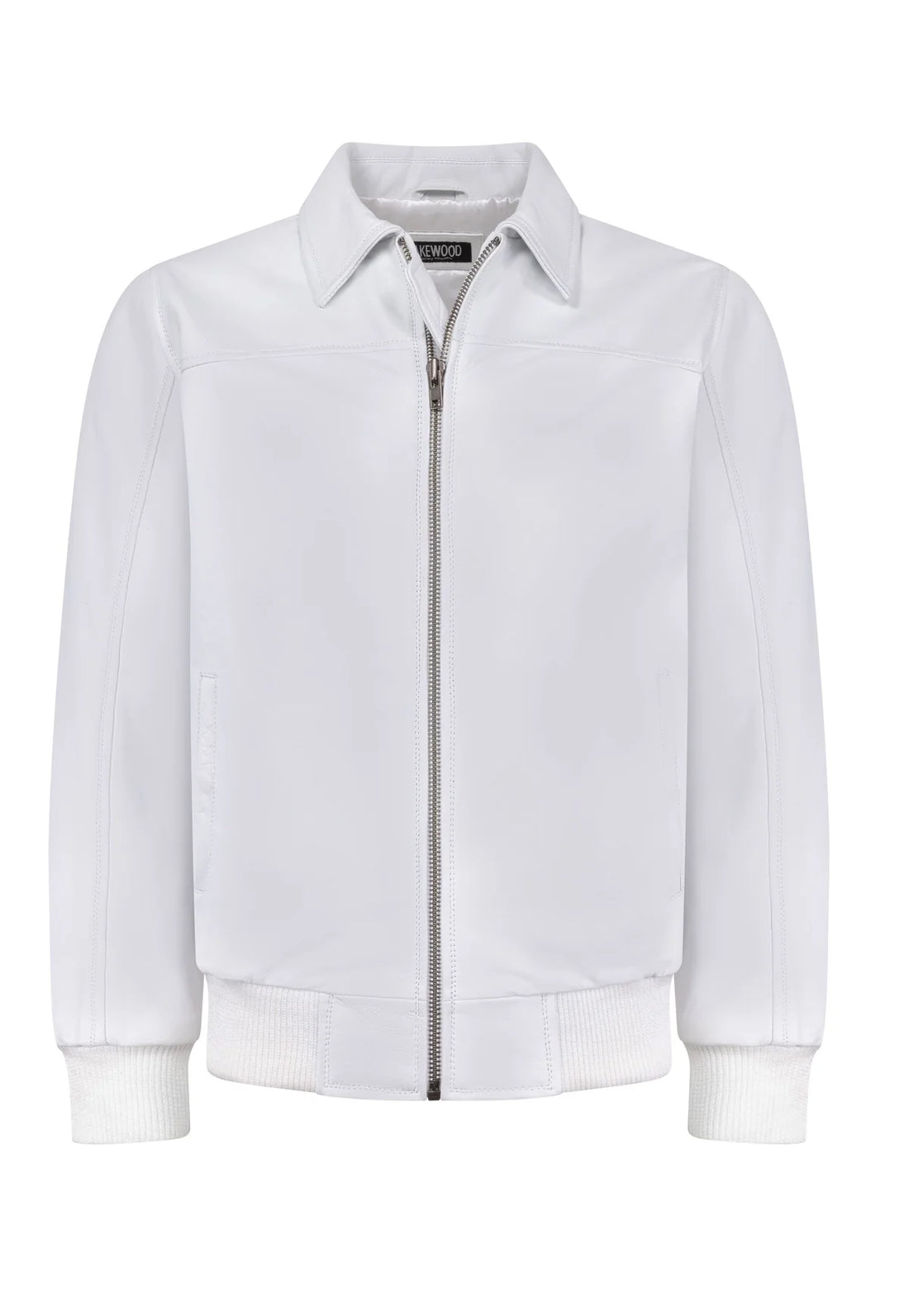 Jakewood 2066 White Genuine Lambskin Napa Leather Bomber Jacket