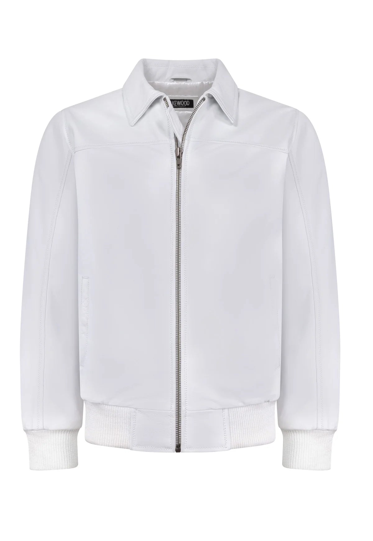 Jakewood 2066 White Genuine Lambskin Napa Leather Bomber Jacket