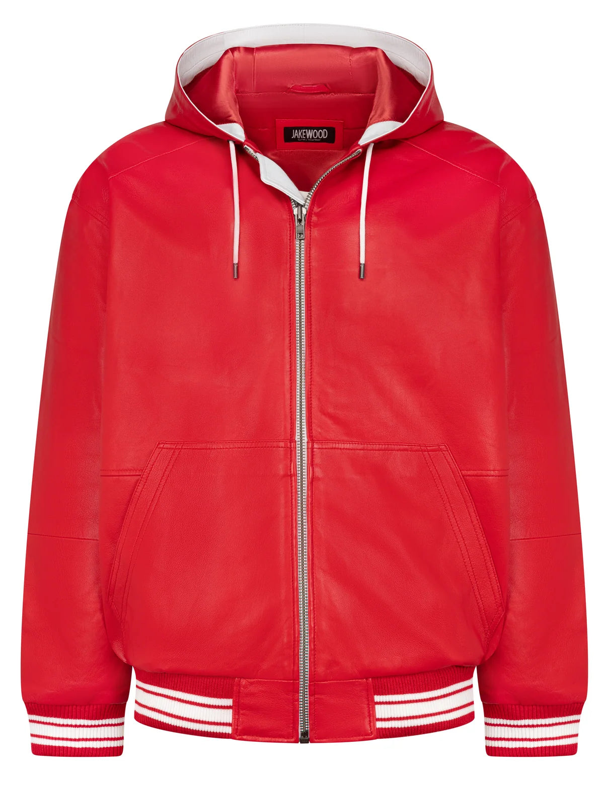 Jakewood 145 Red Genuine Lambskin Leather Hoodie/Jogger Cargo Pants Set