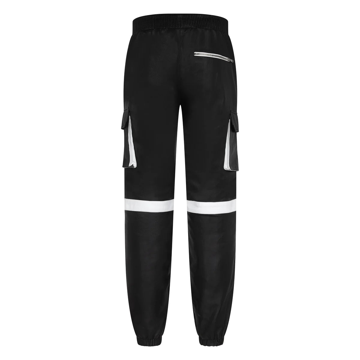 Jakewood 145 Black Genuine Lambskin Leather Jogger Cargo Pants