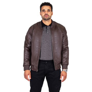 Jakewood 1051 Brown Genuine Lambskin Baseball Varsity Jacket