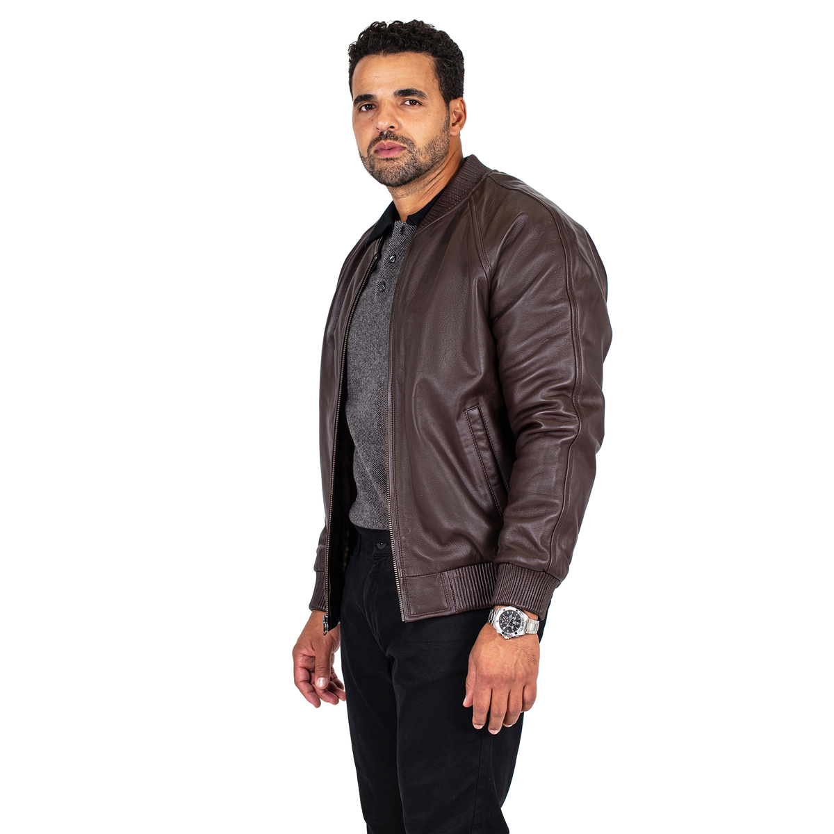 Jakewood 1051 Brown Genuine Lambskin Baseball Varsity Jacket