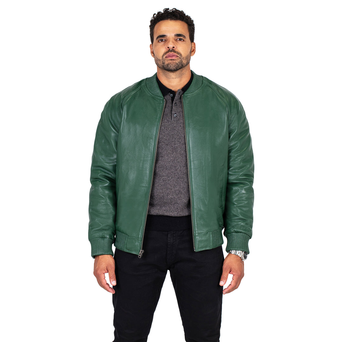 Jakewood 1051 Emerald Green Genuine Lambskin Baseball Varsity Jacket