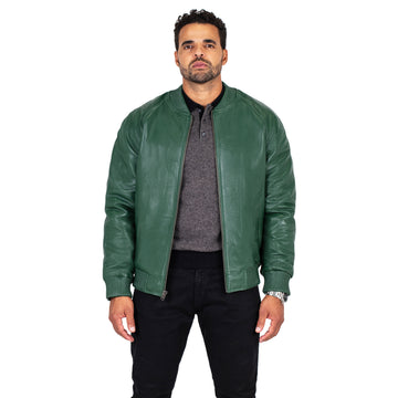 Jakewood 1051 Emerald Green Genuine Lambskin Baseball Varsity Jacket