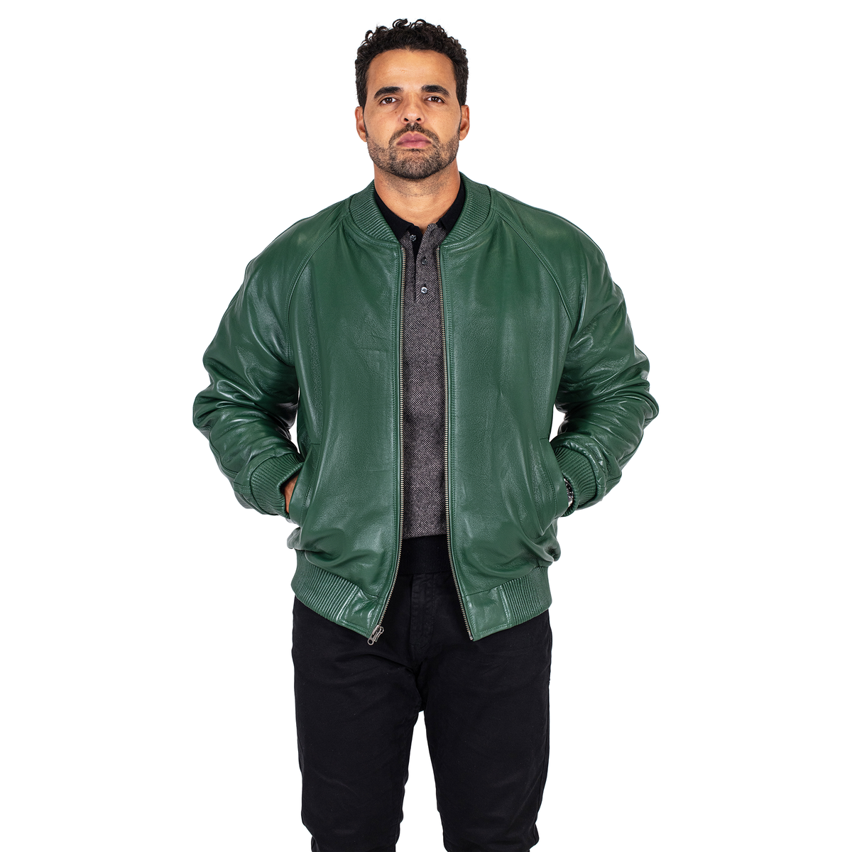Jakewood 1051 Emerald Green Genuine Lambskin Baseball Varsity Jacket