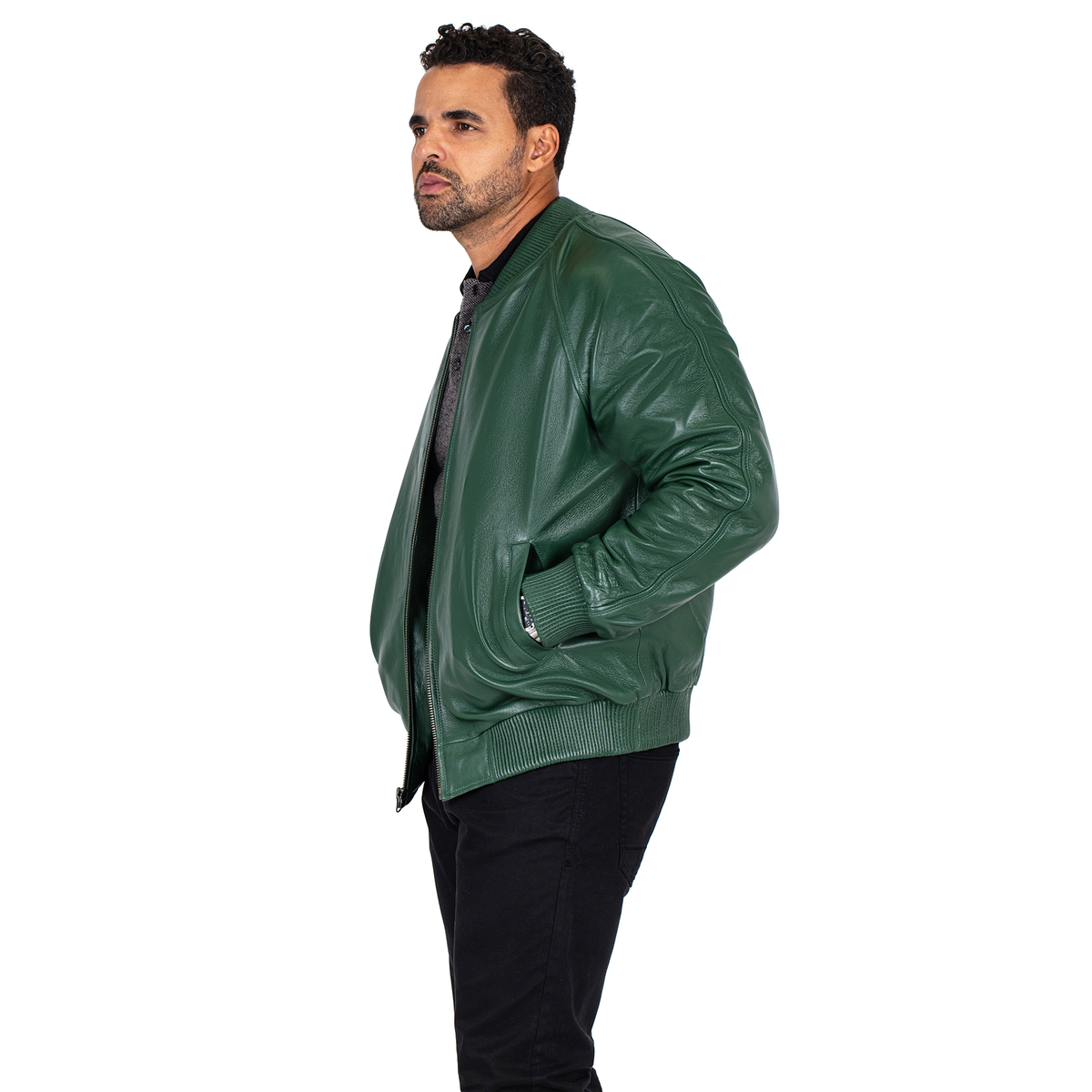 Jakewood 1051 Emerald Green Genuine Lambskin Baseball Varsity Jacket