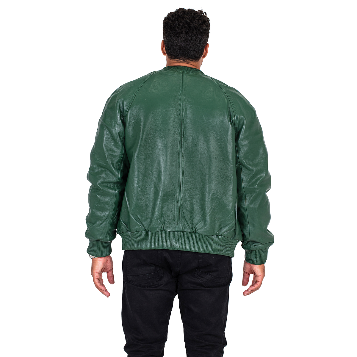 Jakewood 1051 Emerald Green Genuine Lambskin Baseball Varsity Jacket