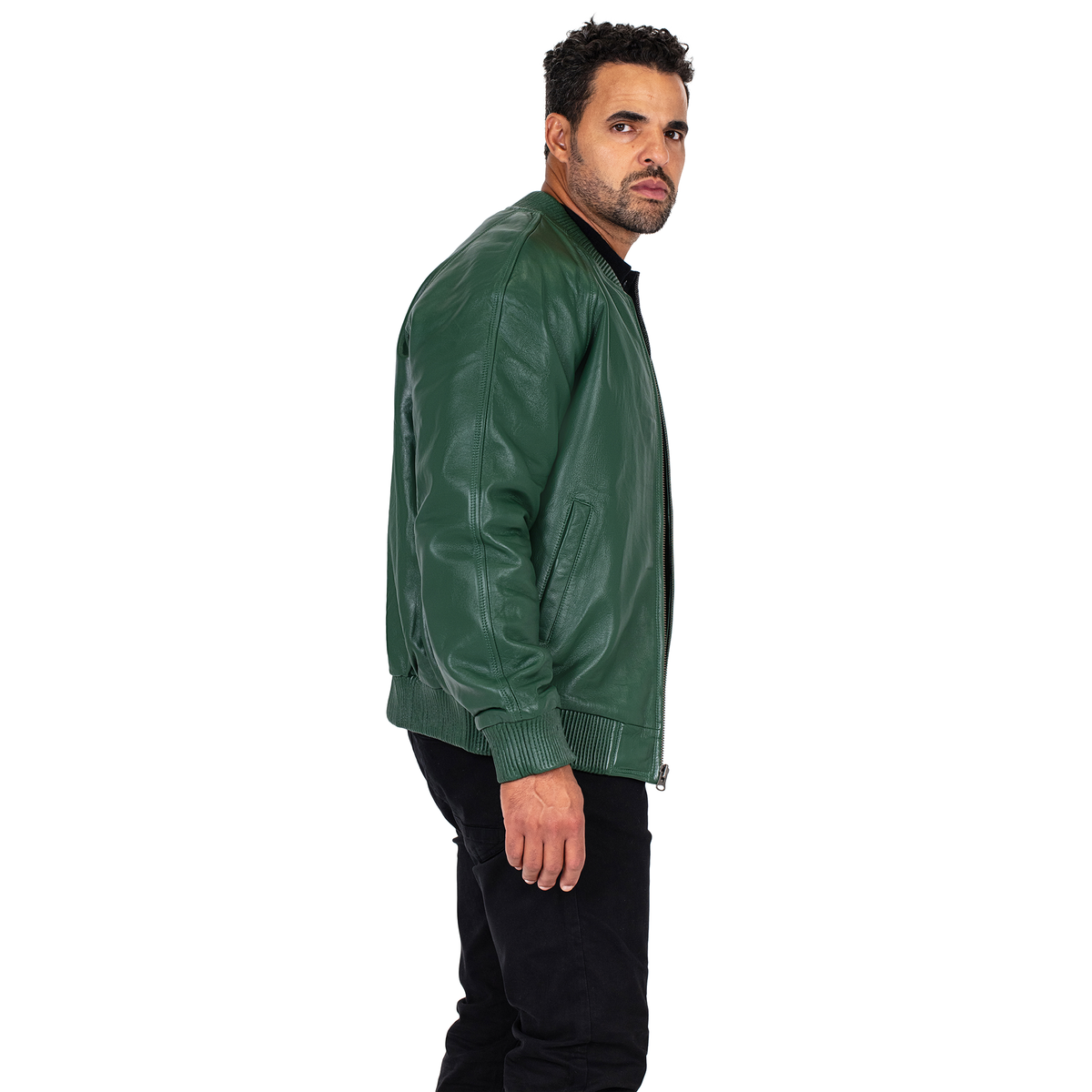Jakewood 1051 Emerald Green Genuine Lambskin Baseball Varsity Jacket