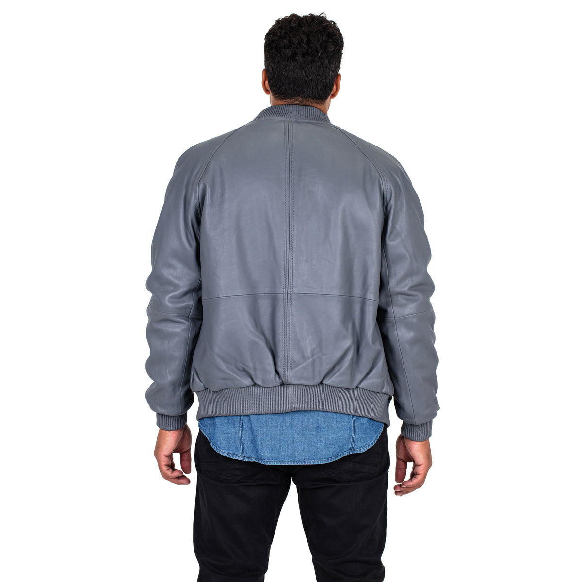 Jakewood 1051 Grey Genuine Lambskin Baseball Varsity Jacket