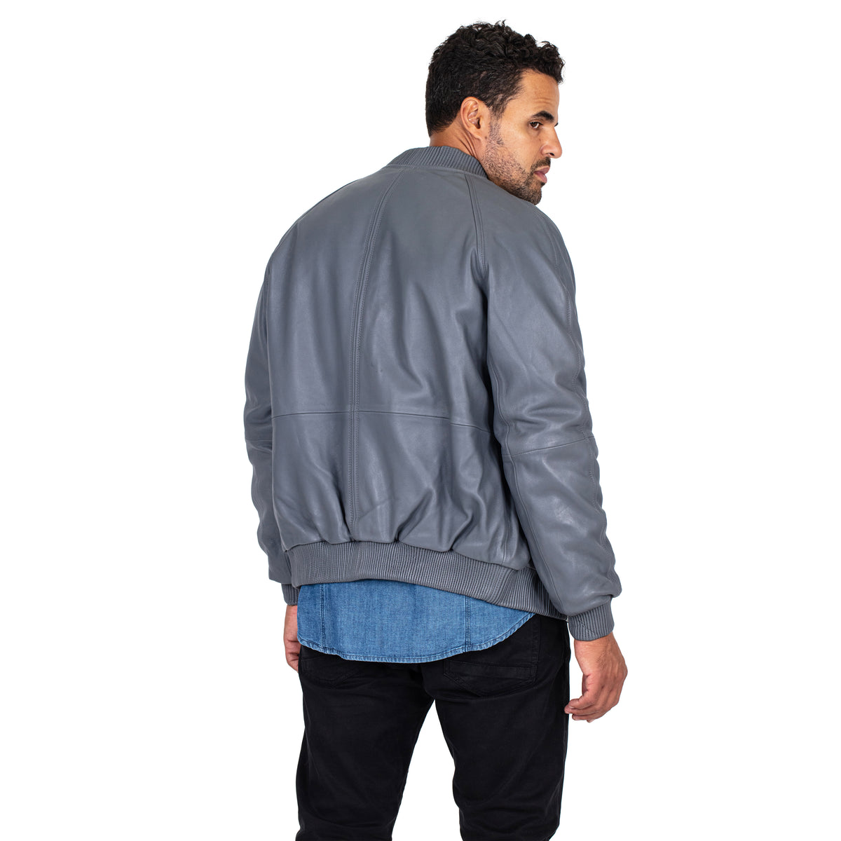 Jakewood 1051 Grey Genuine Lambskin Baseball Varsity Jacket