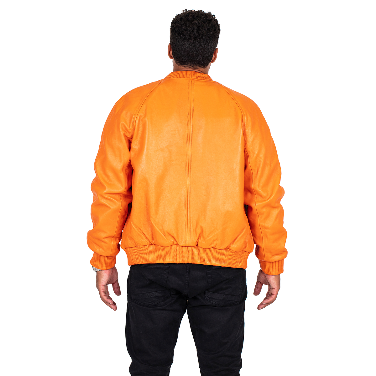 Jakewood 1051 Orange Genuine Lambskin Baseball Varsity Jacket