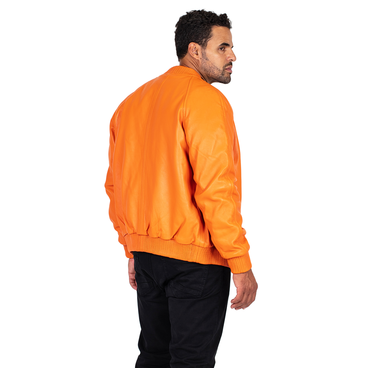 Jakewood 1051 Orange Genuine Lambskin Baseball Varsity Jacket