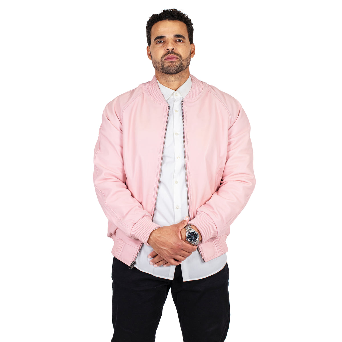 Jakewood 1051 Pink Genuine Lambskin Baseball Varsity Jacket