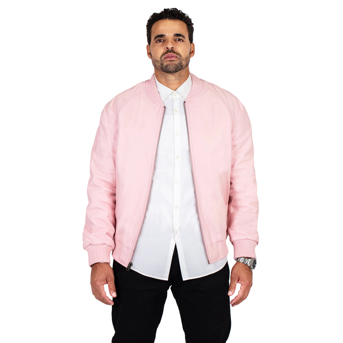 Jakewood 1051 Pink Genuine Lambskin Baseball Varsity Jacket