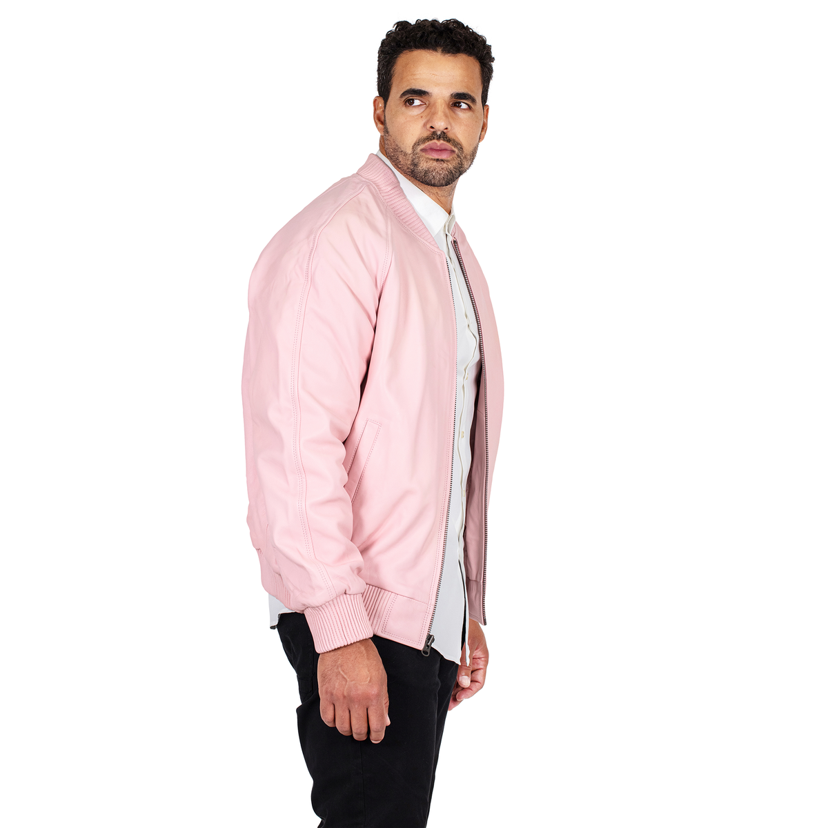 Jakewood 1051 Pink Genuine Lambskin Baseball Varsity Jacket