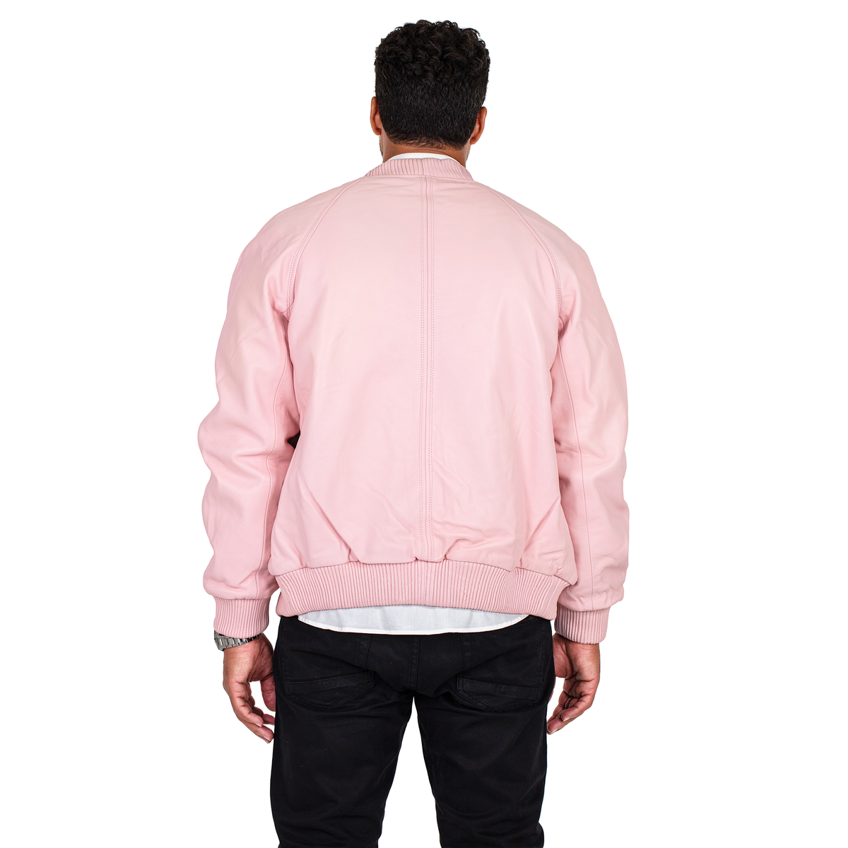 Jakewood 1051 Pink Genuine Lambskin Baseball Varsity Jacket