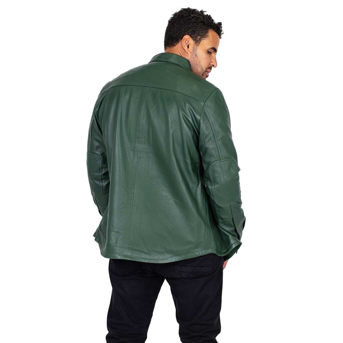 Jakewood 2502 Emerald Green Genuine Lambskin Leather Shirt