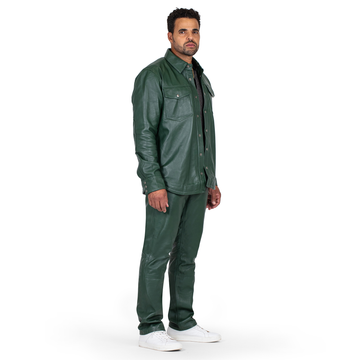 Jakewood 123 Emerald Green Genuine Lambskin Leather Pants
