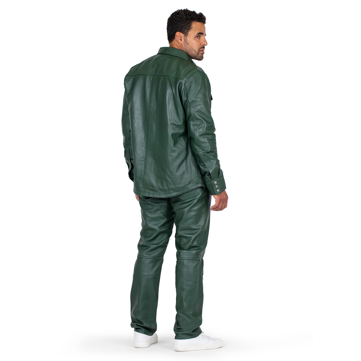 Jakewood 2502 Emerald Green Genuine Lambskin Leather Shirt