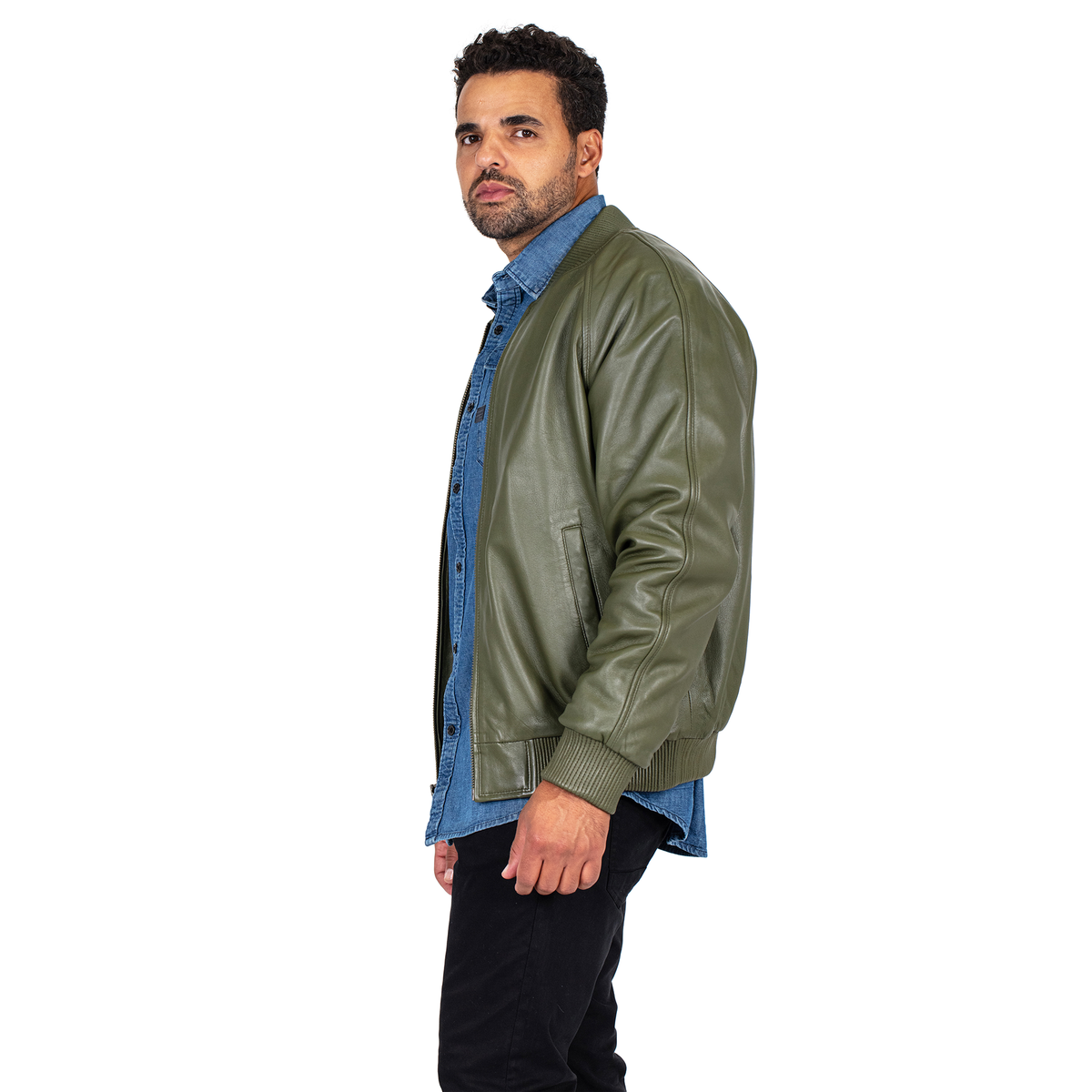 Jakewood 1051 Olive Genuine Lambskin Baseball Varsity Jacket