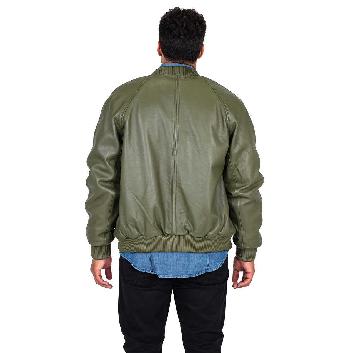 Jakewood 1051 Olive Genuine Lambskin Baseball Varsity Jacket