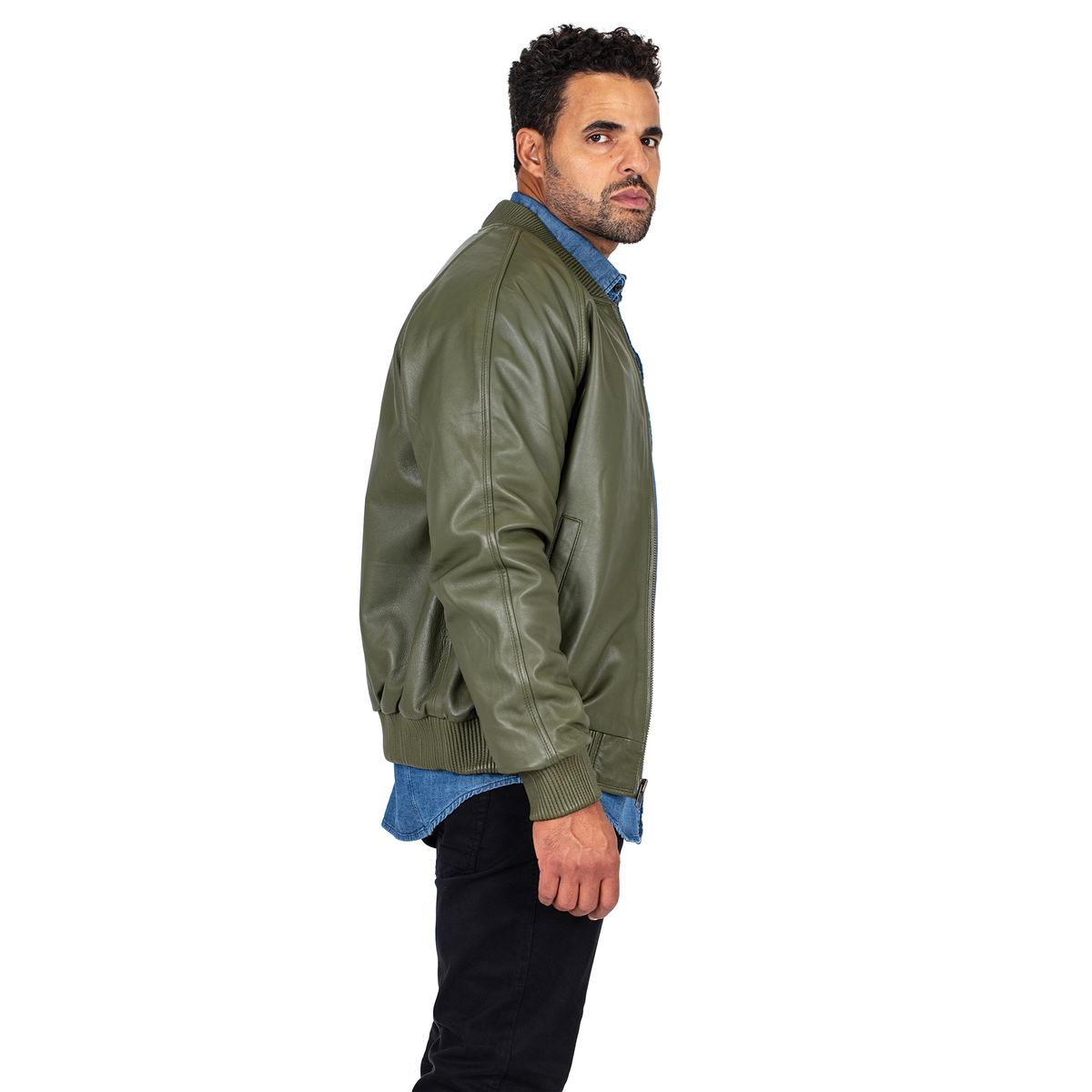 Jakewood 1051 Olive Genuine Lambskin Baseball Varsity Jacket