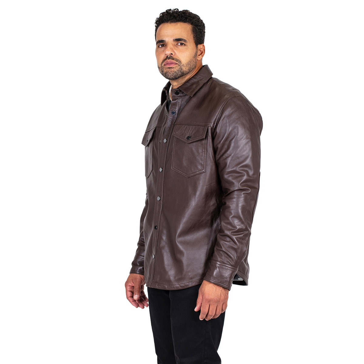 Jakewood 2502 Brown Genuine Lambskin Leather Shirt